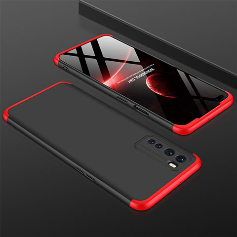 Custodia Plastica Rigida Cover Opaca Fronte e Retro 360 Gradi per OnePlus Nord Rosso e Nero