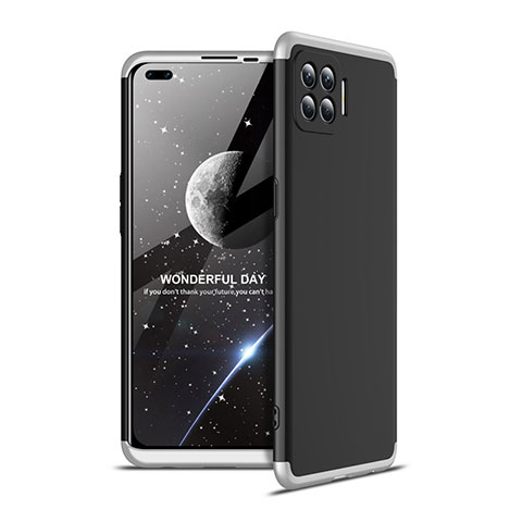 Custodia Plastica Rigida Cover Opaca Fronte e Retro 360 Gradi per Oppo A93 Argento e Nero