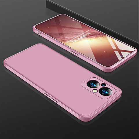 Custodia Plastica Rigida Cover Opaca Fronte e Retro 360 Gradi per Oppo F21 Pro 5G Oro Rosa