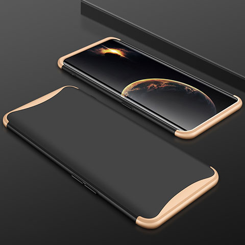 Custodia Plastica Rigida Cover Opaca Fronte e Retro 360 Gradi per Oppo Find X Super Flash Edition Oro e Nero