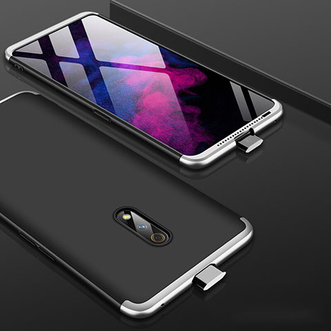 Custodia Plastica Rigida Cover Opaca Fronte e Retro 360 Gradi per Oppo K3 Argento e Nero