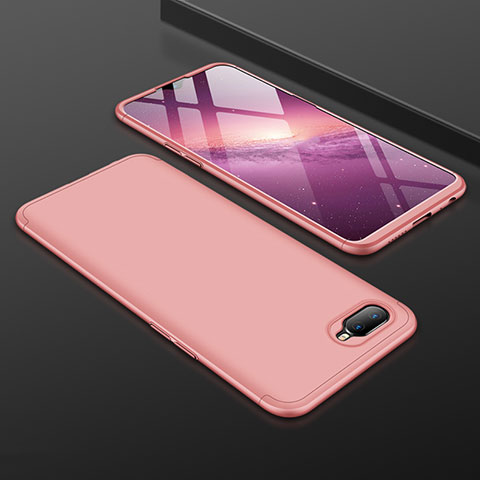 Custodia Plastica Rigida Cover Opaca Fronte e Retro 360 Gradi per Oppo R15X Oro Rosa