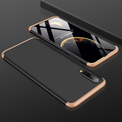 Custodia Plastica Rigida Cover Opaca Fronte e Retro 360 Gradi per Samsung Galaxy A30S Oro e Nero