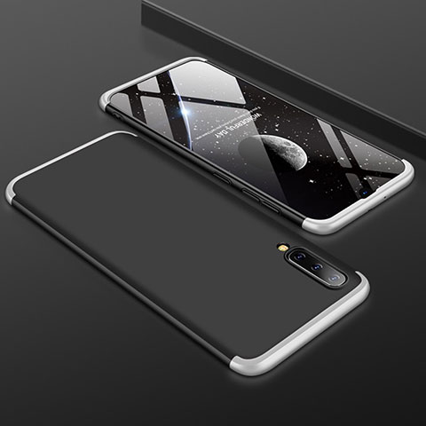 Custodia Plastica Rigida Cover Opaca Fronte e Retro 360 Gradi per Samsung Galaxy A50 Argento e Nero