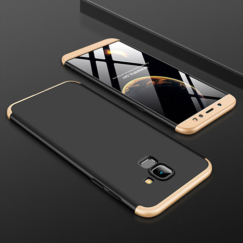 Custodia Plastica Rigida Cover Opaca Fronte e Retro 360 Gradi per Samsung Galaxy A6 (2018) Oro e Nero