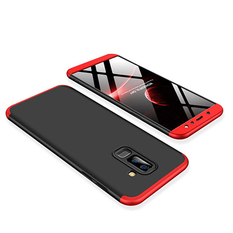 Custodia Plastica Rigida Cover Opaca Fronte e Retro 360 Gradi per Samsung Galaxy A6 Plus (2018) Rosso e Nero