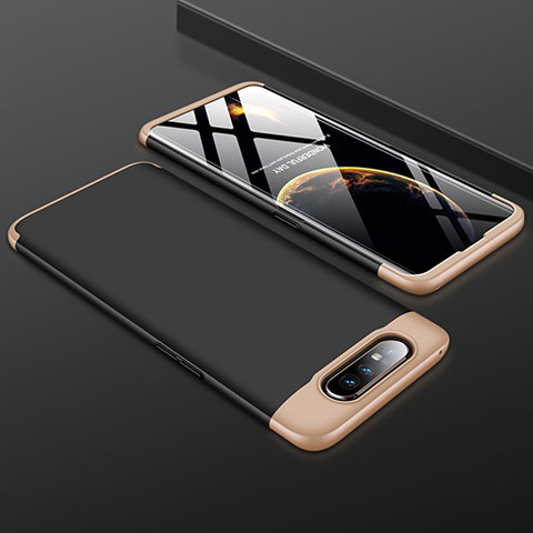 Custodia Plastica Rigida Cover Opaca Fronte e Retro 360 Gradi per Samsung Galaxy A80 Oro e Nero