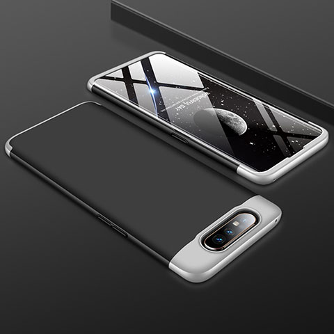 Custodia Plastica Rigida Cover Opaca Fronte e Retro 360 Gradi per Samsung Galaxy A90 4G Argento e Nero
