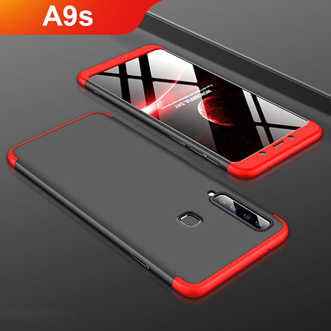 Custodia Plastica Rigida Cover Opaca Fronte e Retro 360 Gradi per Samsung Galaxy A9s Rosso e Nero