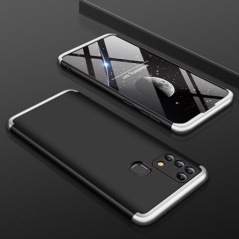 Custodia Plastica Rigida Cover Opaca Fronte e Retro 360 Gradi per Samsung Galaxy M31 Prime Edition Argento e Nero