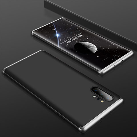 Custodia Plastica Rigida Cover Opaca Fronte e Retro 360 Gradi per Samsung Galaxy Note 10 Plus 5G Argento e Nero