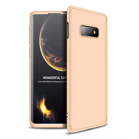 Custodia Plastica Rigida Cover Opaca Fronte e Retro 360 Gradi per Samsung Galaxy S10e Oro