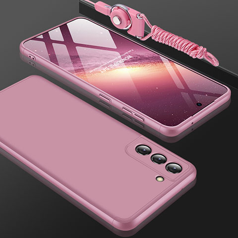 Custodia Plastica Rigida Cover Opaca Fronte e Retro 360 Gradi per Samsung Galaxy S22 Plus 5G Oro Rosa