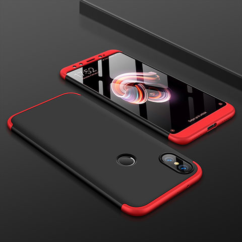 Custodia Plastica Rigida Cover Opaca Fronte e Retro 360 Gradi per Xiaomi Mi A2 Rosso e Nero