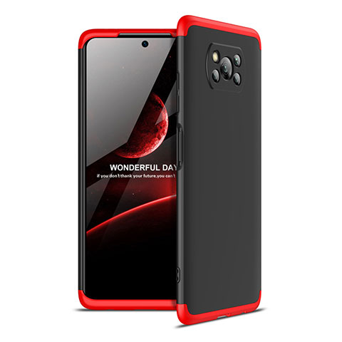 Custodia Plastica Rigida Cover Opaca Fronte e Retro 360 Gradi per Xiaomi Poco X3 Pro Rosso e Nero