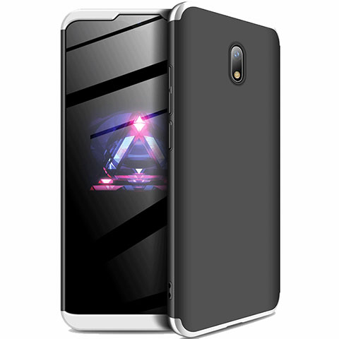 Custodia Plastica Rigida Cover Opaca Fronte e Retro 360 Gradi per Xiaomi Redmi 8A Argento e Nero