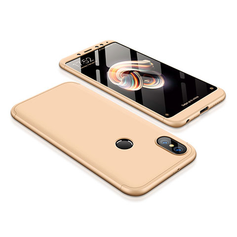 Custodia Plastica Rigida Cover Opaca Fronte e Retro 360 Gradi per Xiaomi Redmi Note 5 AI Dual Camera Oro