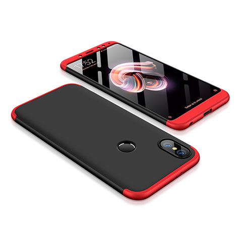 Custodia Plastica Rigida Cover Opaca Fronte e Retro 360 Gradi per Xiaomi Redmi Note 5 Rosso e Nero