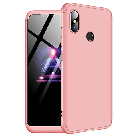 Custodia Plastica Rigida Cover Opaca Fronte e Retro 360 Gradi per Xiaomi Redmi Note 6 Pro Oro Rosa