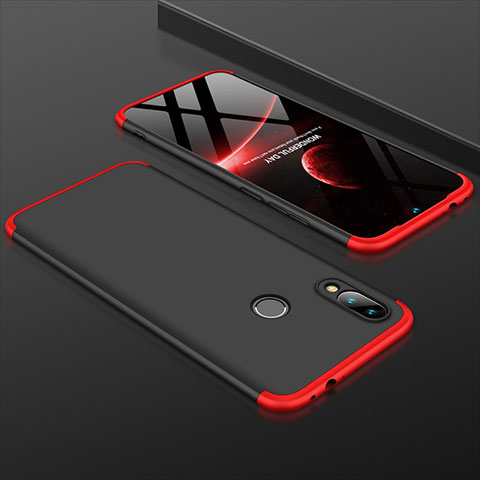 Custodia Plastica Rigida Cover Opaca Fronte e Retro 360 Gradi per Xiaomi Redmi Note 7 Pro Rosso e Nero