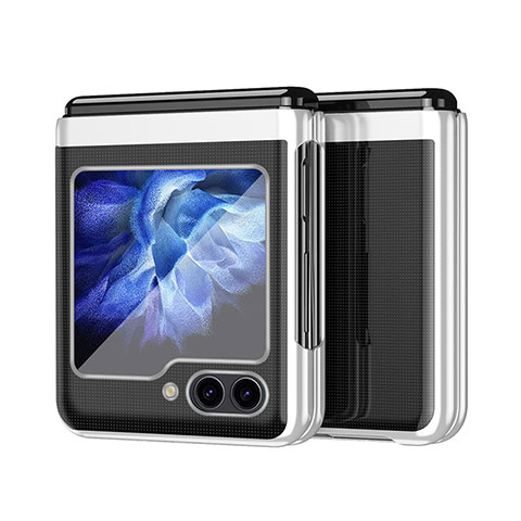 Custodia Plastica Rigida Cover Opaca Fronte e Retro 360 Gradi QH2 per Samsung Galaxy Z Flip5 5G Argento