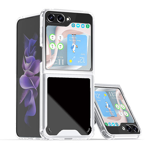 Custodia Plastica Rigida Cover Opaca Fronte e Retro 360 Gradi QW1 per Samsung Galaxy Z Flip5 5G Bianco