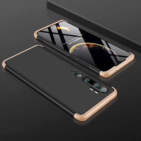 Custodia Plastica Rigida Cover Opaca Fronte e Retro 360 Gradi R01 per Xiaomi Mi Note 10 Oro e Nero