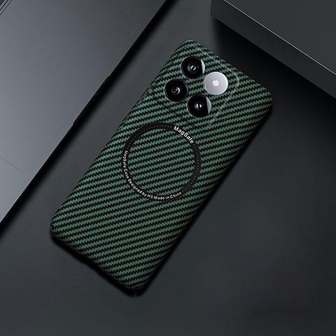 Custodia Plastica Rigida Cover Opaca Spigato con Mag-Safe Magnetic per Xiaomi Mi 14 5G Verde