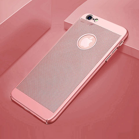 Custodia Plastica Rigida Cover Perforato per Apple iPhone 6 Oro Rosa