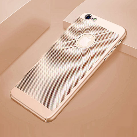 Custodia Plastica Rigida Cover Perforato per Apple iPhone 6S Plus Oro