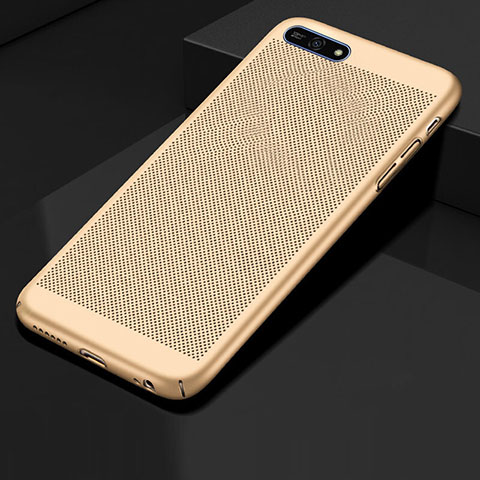 Custodia Plastica Rigida Cover Perforato per Huawei Y6 (2018) Oro