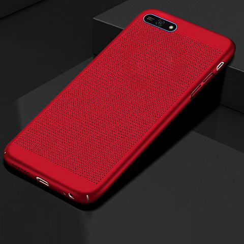 Custodia Plastica Rigida Cover Perforato per Huawei Y6 (2018) Rosso