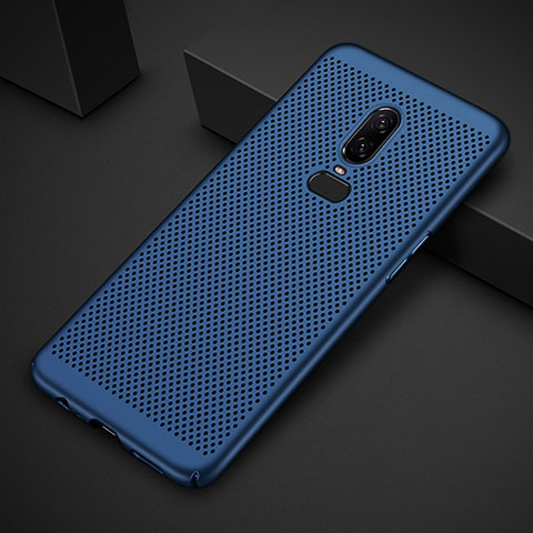 Custodia Plastica Rigida Cover Perforato per OnePlus 6 Blu