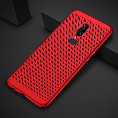 Custodia Plastica Rigida Cover Perforato per OnePlus 6T Rosso