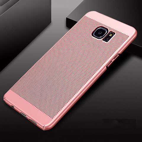 Custodia Plastica Rigida Cover Perforato per Samsung Galaxy S7 Edge G935F Oro Rosa
