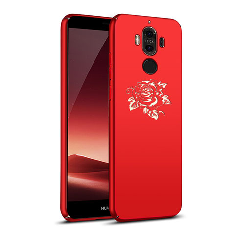 Custodia Plastica Rigida Fiori per Huawei Mate 9 Rosso