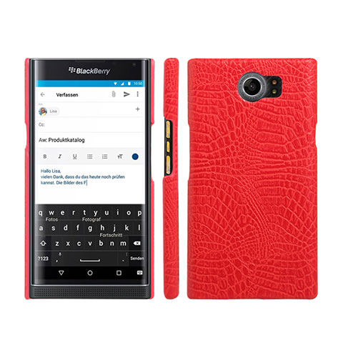 Custodia Plastica Rigida In Pelle per Blackberry Priv Rosso