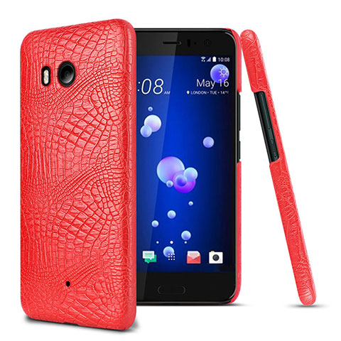 Custodia Plastica Rigida In Pelle per HTC U11 Rosso