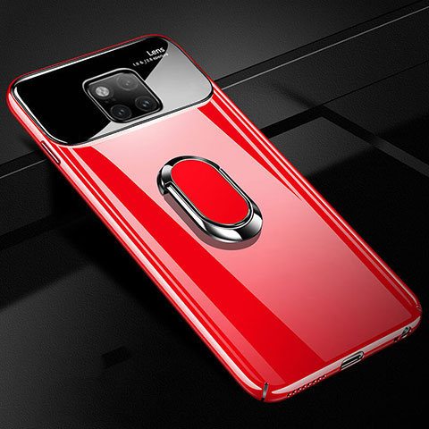 Custodia Plastica Rigida Laterale Cover Opaca 360 Gradi con Magnetico Anello Supporto per Huawei Mate 20 Rosso