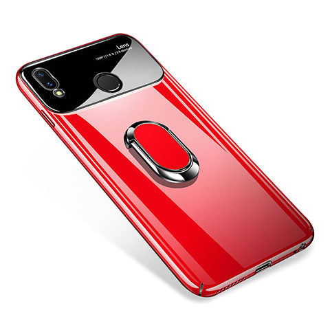 Custodia Plastica Rigida Laterale Cover Opaca 360 Gradi con Magnetico Anello Supporto per Huawei P Smart+ Plus Rosso