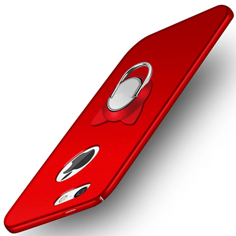 Custodia Plastica Rigida Opaca con Anello Supporto A01 per Apple iPhone 5S Rosso