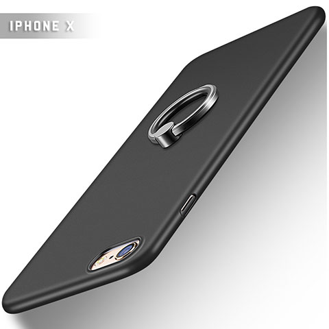 Custodia Plastica Rigida Opaca con Anello Supporto A01 per Apple iPhone 6S Plus Nero