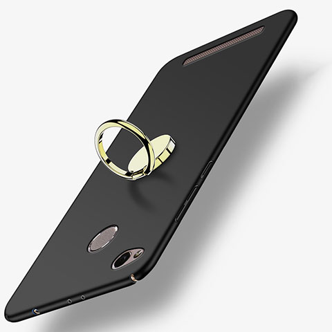 Custodia Plastica Rigida Opaca con Anello Supporto A02 per Xiaomi Redmi 3S Nero