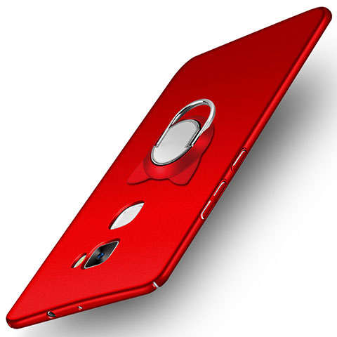 Custodia Plastica Rigida Opaca con Anello Supporto A03 per Huawei Mate S Rosso