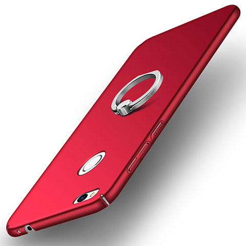 Custodia Plastica Rigida Opaca con Anello Supporto A03 per Huawei P8 Lite (2017) Rosso
