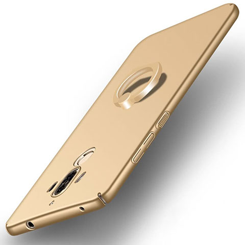 Custodia Plastica Rigida Opaca con Anello Supporto A05 per Huawei Mate 9 Oro