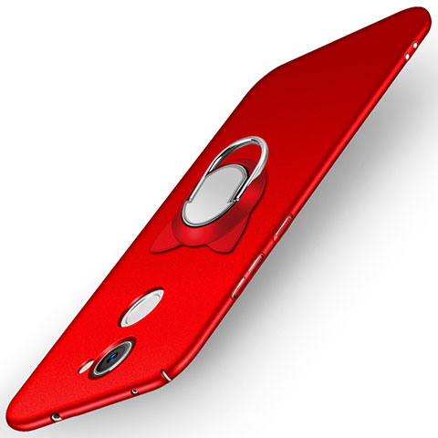 Custodia Plastica Rigida Opaca con Anello Supporto A05 per Huawei Y7 Prime Rosso