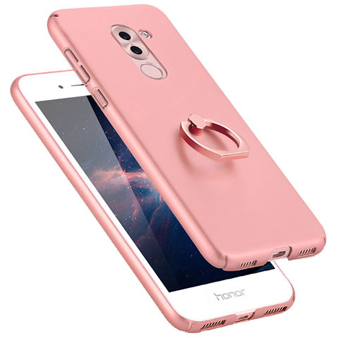 Custodia Plastica Rigida Opaca con Anello Supporto A06 per Huawei GR5 (2017) Rosa