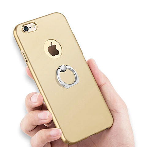 Custodia Plastica Rigida Opaca con Anello Supporto per Apple iPhone 6 Plus Oro