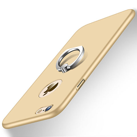 Custodia Plastica Rigida Opaca con Anello Supporto per Apple iPhone 6S Oro